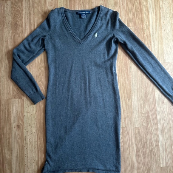 Polo Ralph Lauren Sport Gray V-Neck Sweater Dress - Picture 1 of 4